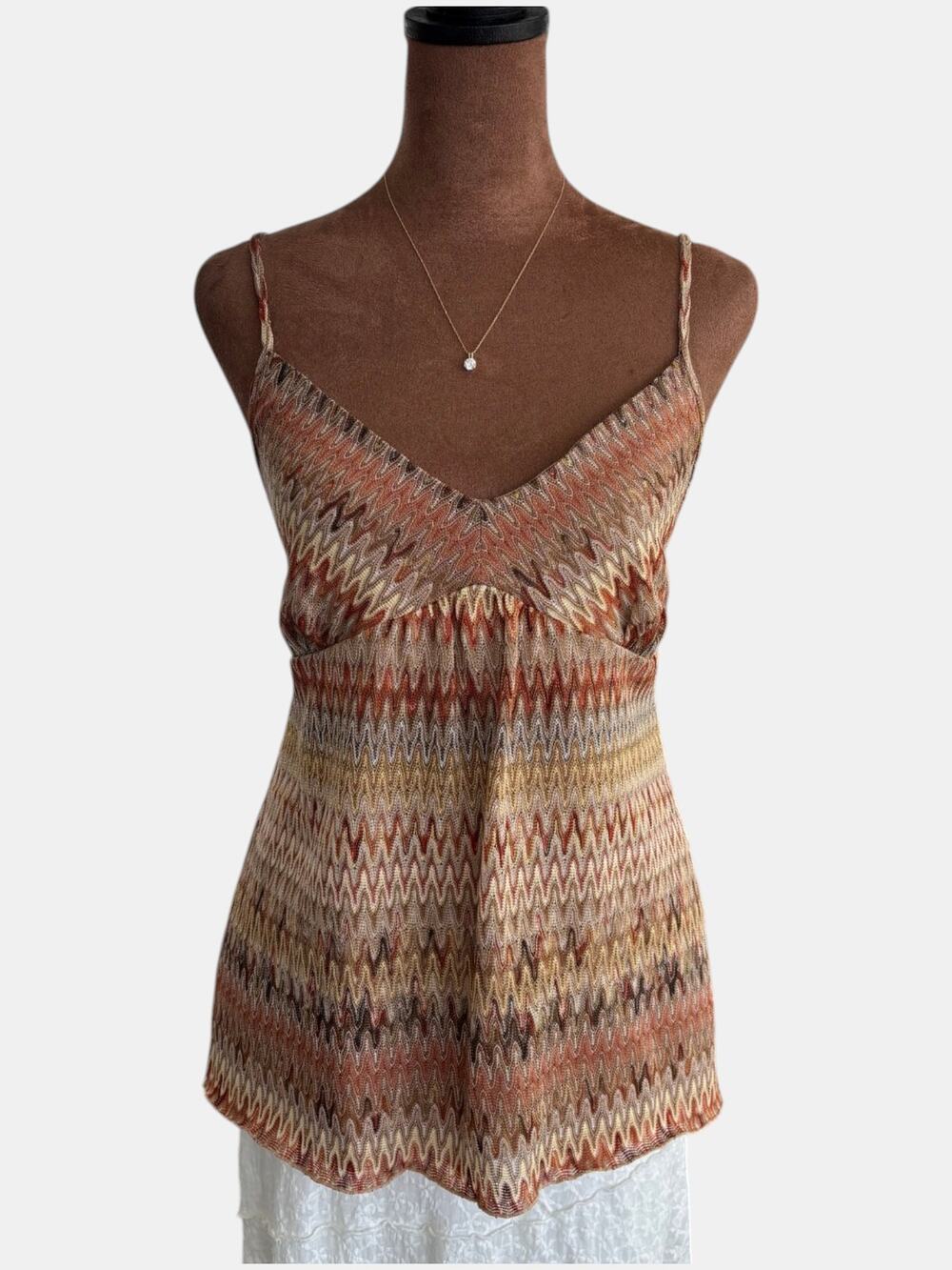 2000s Vintage Ann Taylor LOFT Boho Summer Knit Tank Top Y2K Beach Medium
